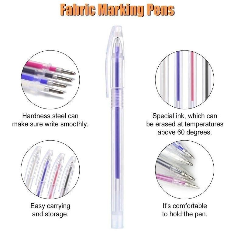

40pcs Tinta+ 1 Case Heat Erasable Pen Pulpen Heat Erasable Pen Pola Panas Pen Penanda Kain