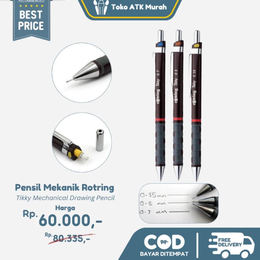 

Pensil Mekanik 0.35 / 0.5 / 0.7 mm Rotring Tikky - Mechanical Pencil Gambar Teknik Gamtek