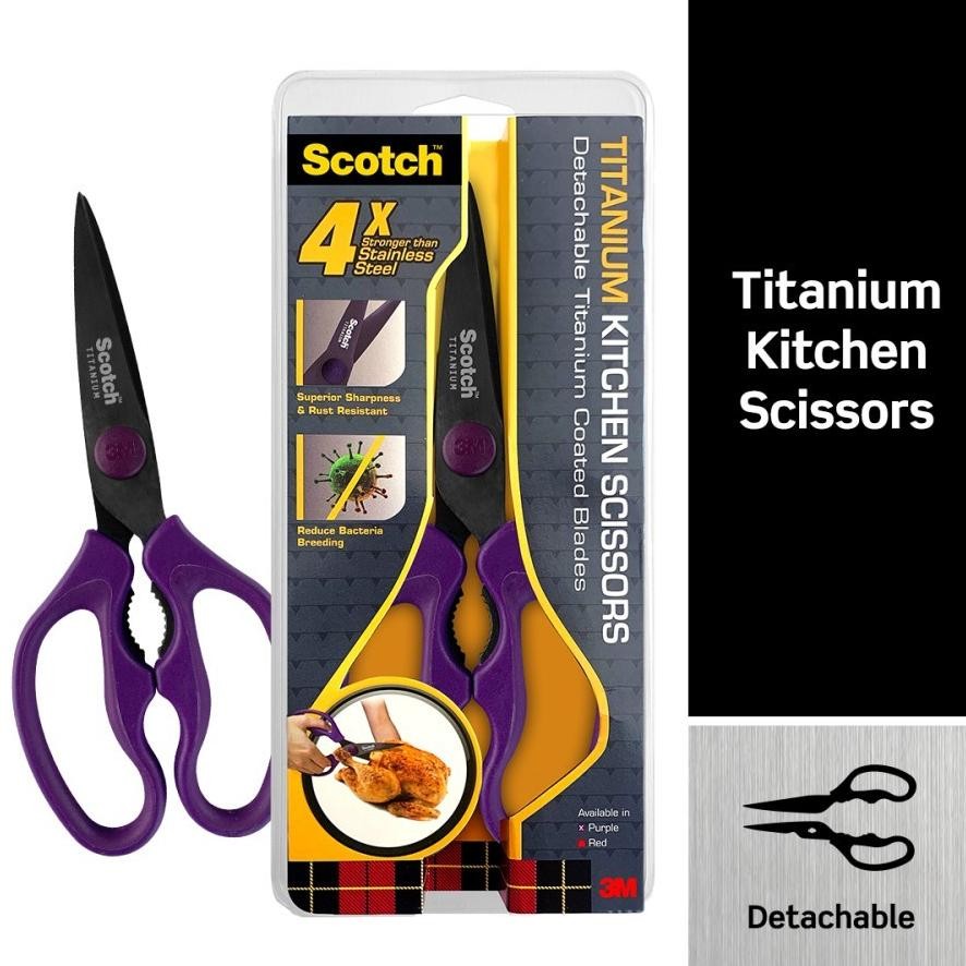 

Scotch 3M Gunting Dapur Titanium Kitchen Scissors KS-DT Purple 9 inch