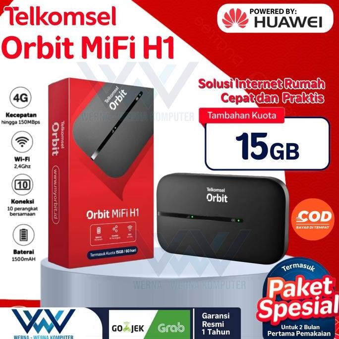 Telkomsel Modem Orbit Mifi H1 Portable Wifi 4G Free 15Gb Huawei Mifi New Stok