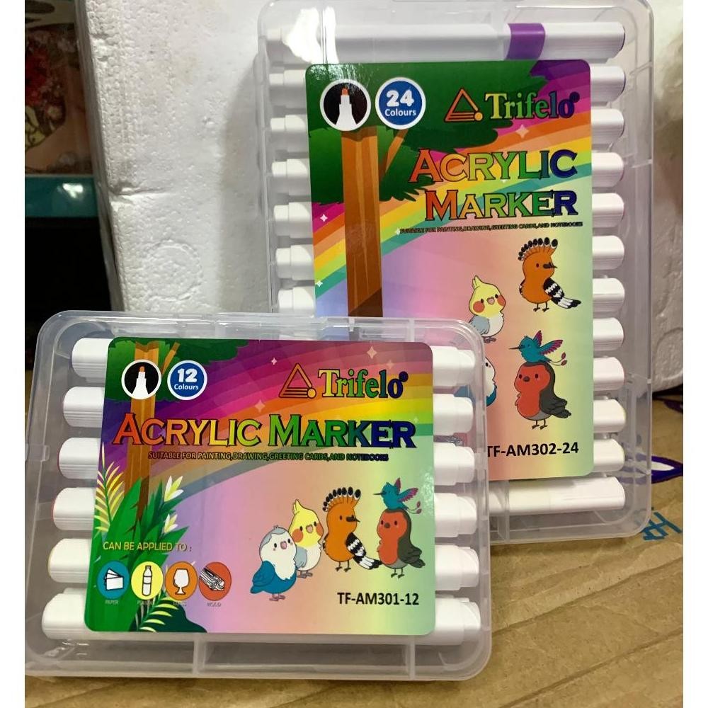 

acrilic marker spidol acrilic 24 warna segala permukaan trifello