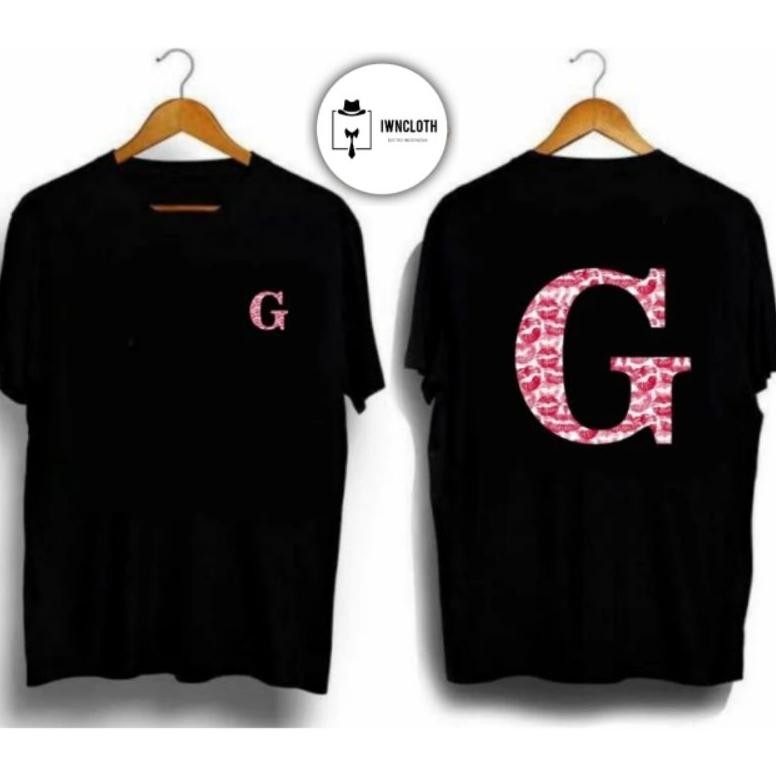 Promo Kaos Inisial Nama Huruf G Kiss Sablon Dtf Kaos Distro Pria Wanita