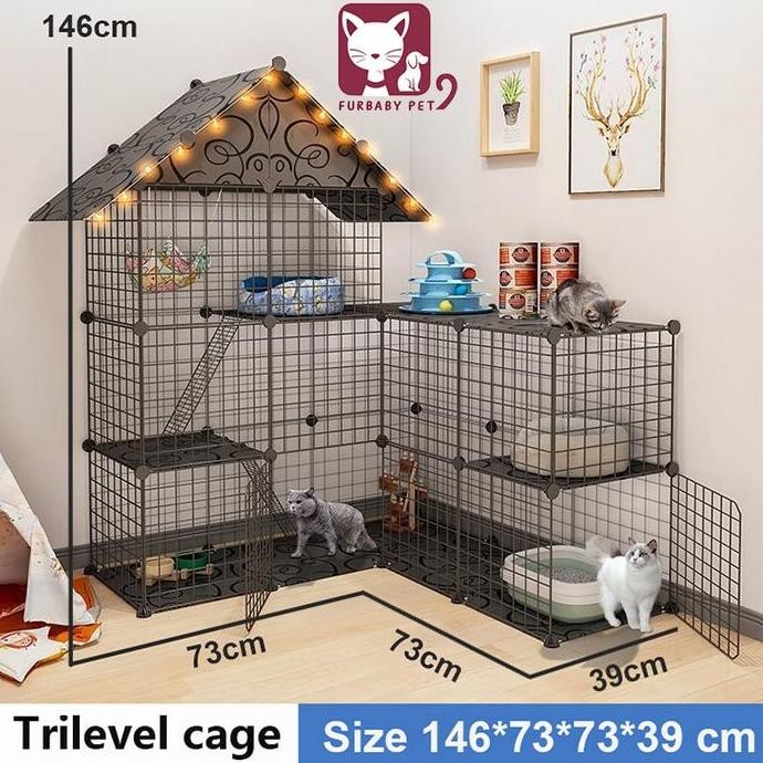 1 Set Kandang Kucing Besar Pagar Kucing Pems Tingkat Kandang Hewan peliharaan kandang kucing kandang