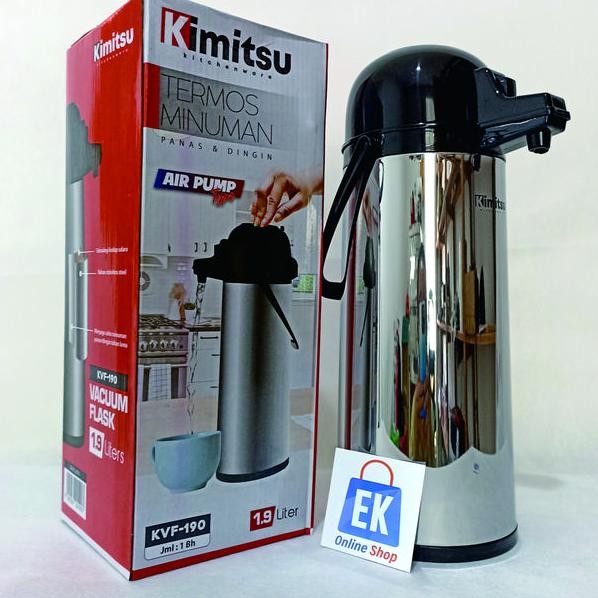 Termos Air Panas Stainless Kimitsu Kvf190 Termos Tekan Termos Pencet Termos Tekan 2 Liter Termos Pen