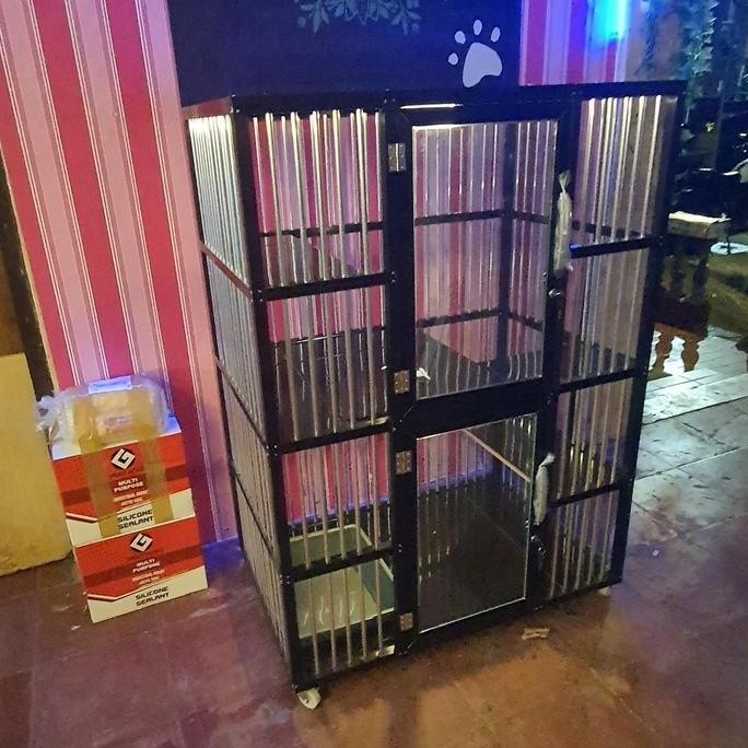 kandang kucing aluminium 2 tingkat