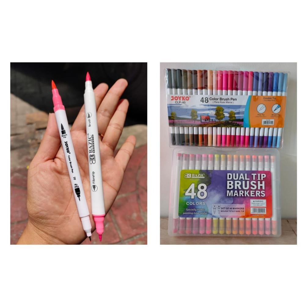 

brush pen bazic 48 warna box hard plastic spidol brushpen water base usa brand