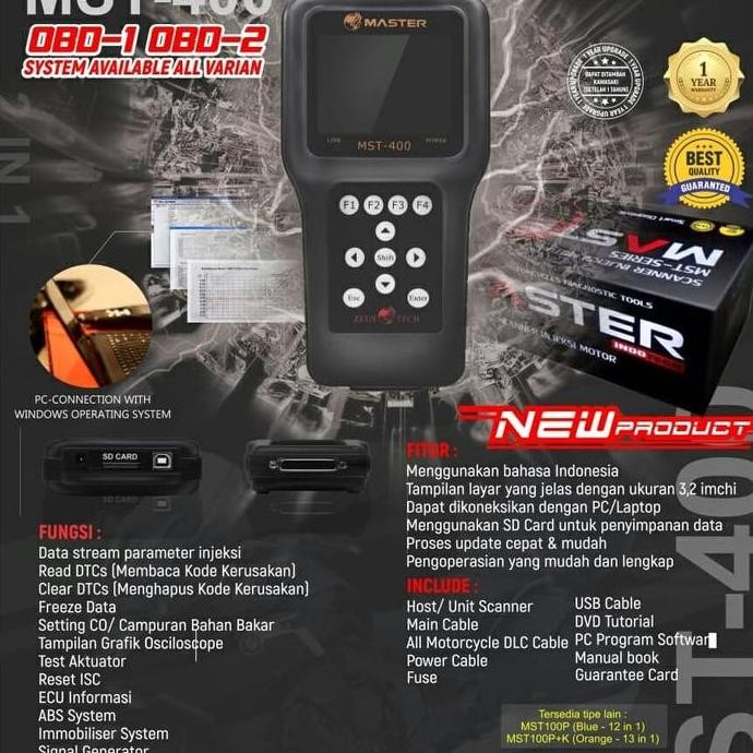 Scaner Motor Honda & Yamaha Scaner Alat Injeksi Motor Mst 400 New Stok