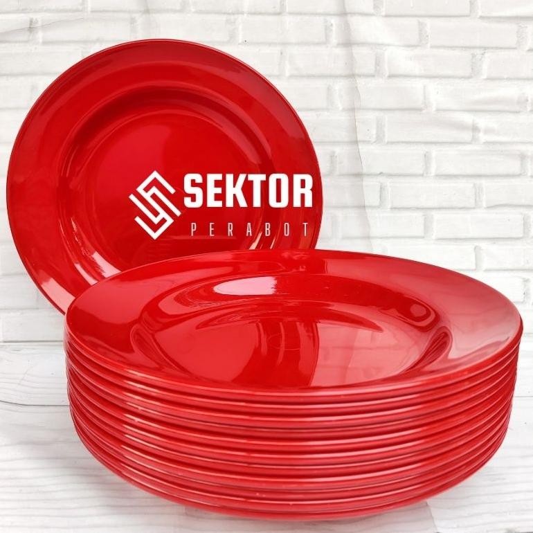 12 PCSSATU LUSIN Piring Melamin Piring Melamin 1 Lusin Tebal Piring Makan Melamin 23cm Piring Melami