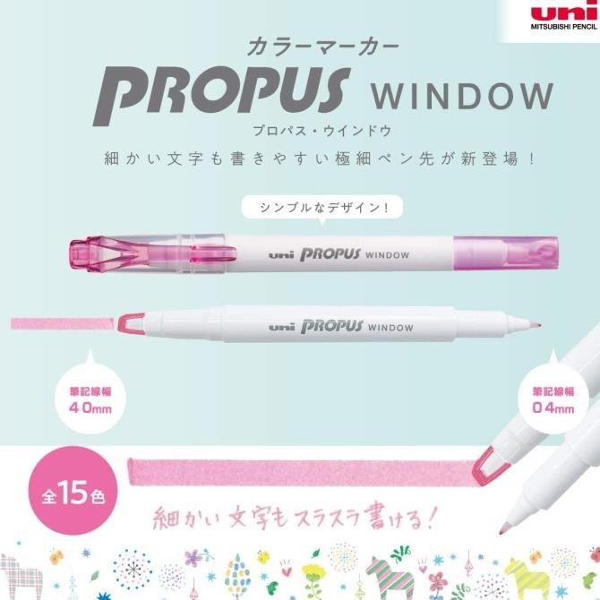 

Uni Propus Windows Double Sided Highlighter 4.0/0.4 mm Set of 5 Colors