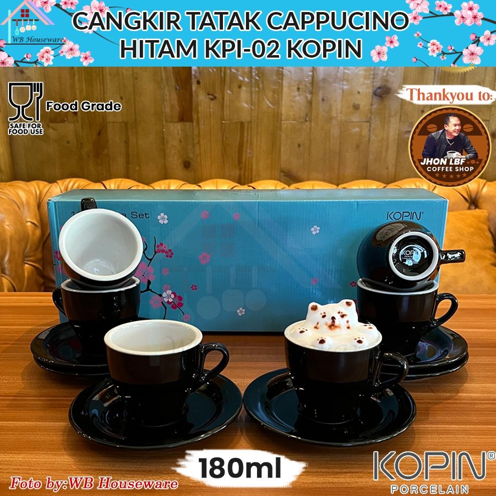 KO6 pasang cangkir set hitam 180ml KPI02 coffee latte cappucino porcelain cup and saucer