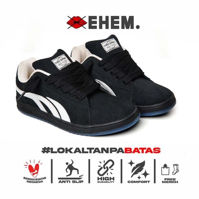 Ehem - Sepatu Sneakers Unisex Pria Wanita Nankatsu Black White