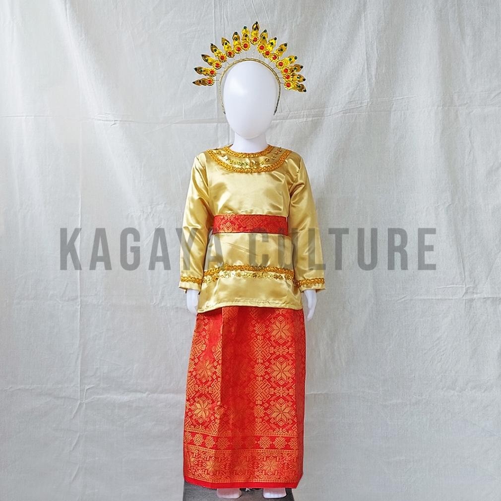 Baju Melayu Anak Perempuan Set Sunting Kecil TK SD SMP SMA - Baju Tari Melayu Anak Perempuan Set Sun