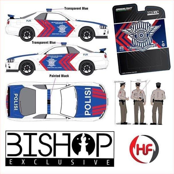 Diecast Polisi Pjr Polantas Nissan Gt-R By Bishop Greenlight