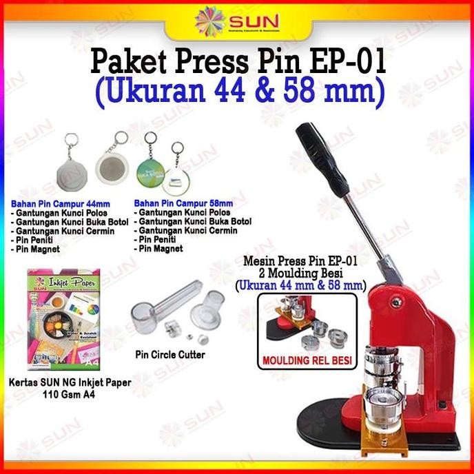 

HOT SALE Mesin Alat Press Pin SUN EP-01 Moulding 44 dan 58 mm