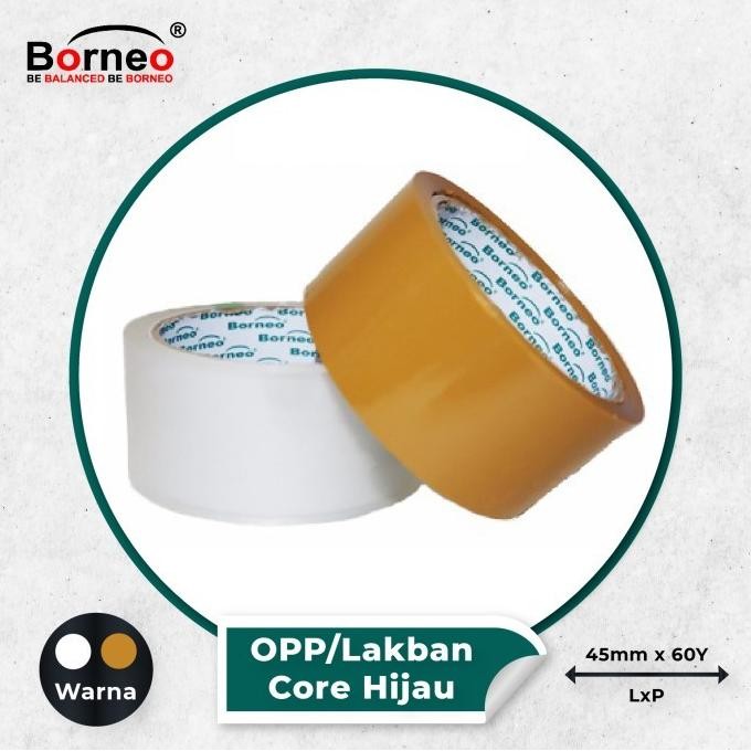 

TERMURAH 6 ROLL - Borneo OPP Lakban Bening / Coklat 45 mm x 60 Yard