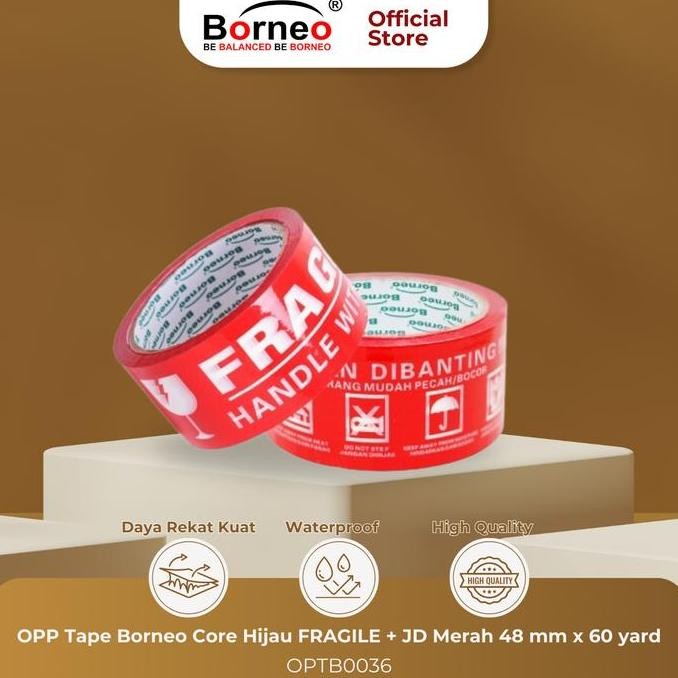 

MURAH 6 ROLL - Borneo OPP Lakban FRAGILE JANGAN DIBANTING 48mm x 60Yard - M