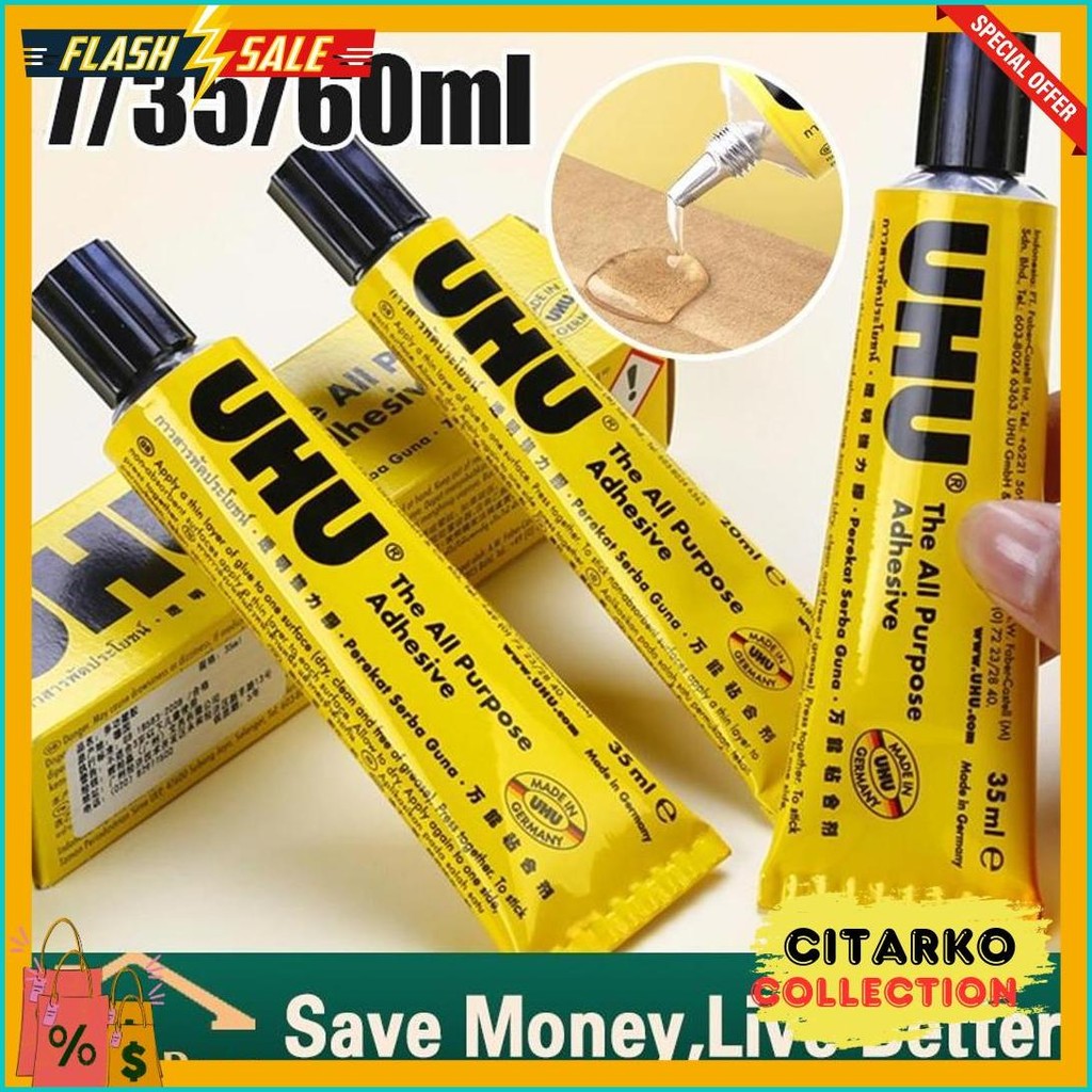 

60 Ml Lem Uhu Cair All Purpose Adhesive Universal Lem Uhu Lem Kayu Plastik Kain Dsb Perekat Serbaguna Diskon