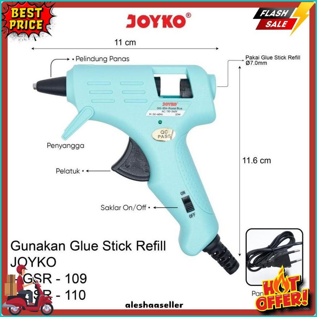 

Glue Gun Joyko Gg-854 Pastel Color / Lem Tembak Serba Guna 20Watt Hot Melt Glue Terlengkap Dan Termurah