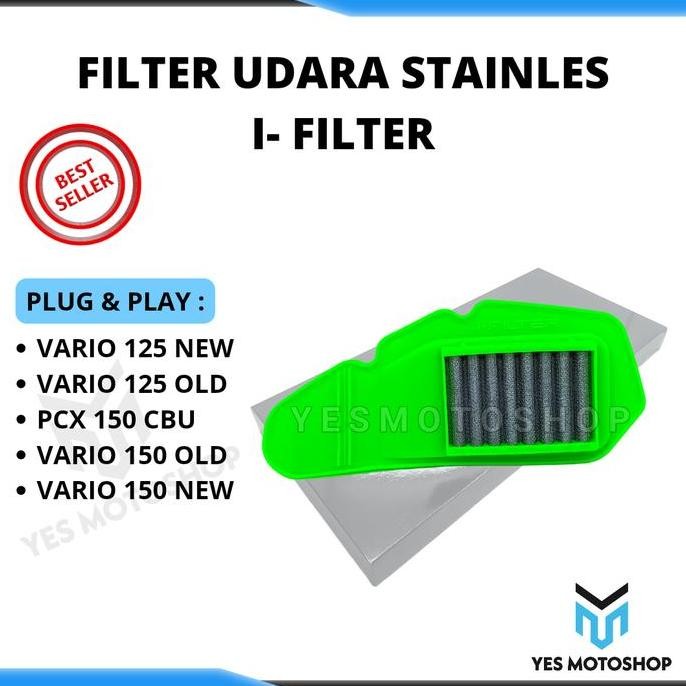 AIR FILTER UDARA STAINLESS VARIO 125 VARIO 150 VARIO 125 NEW VARIO 150 LED NEW PCX150 CBU HIJAU
