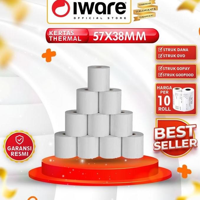 

HARGA DISKON Iware Kertas Kasir Struk Paper Roll 57X38 MM ISI 10 ROLL Thermal Pos Receipt Printer