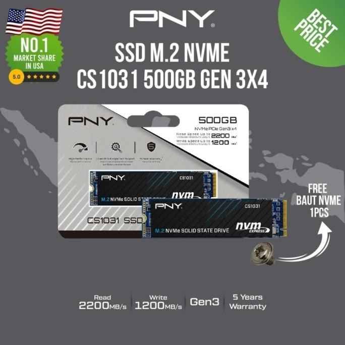 BEBAS ONGKIR - SSD PNY CS1031 256GB I 512GB I 1TB M.2 NVMe PCIe Gen3 x4 - 256GB
