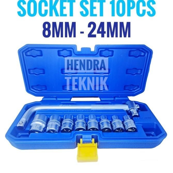 KNH - KUNCI SOK SET 10PC CRV KUNCI SOCK L SET BOX PLASTIK SOCKET SET MURAH