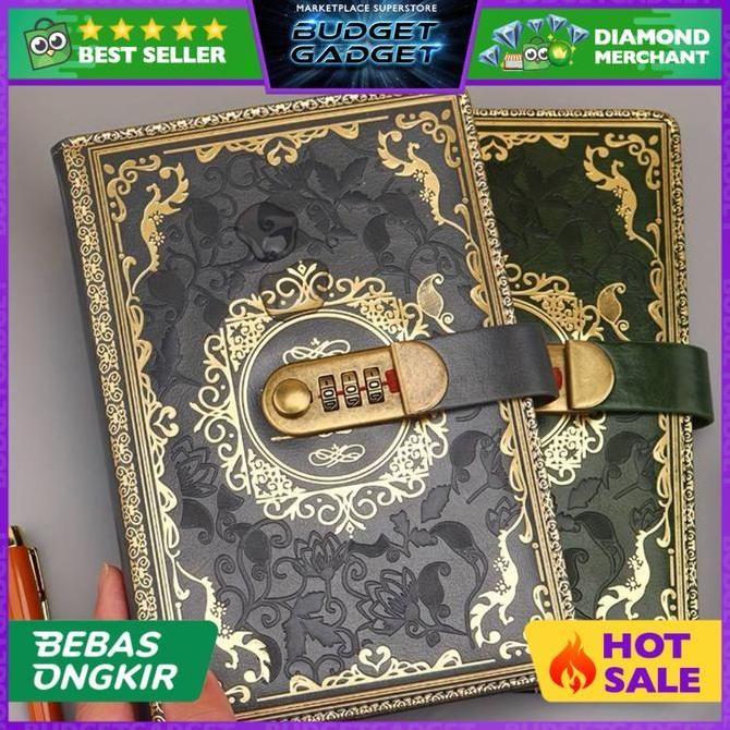 

READY Buku Jurnal Leather Notebook Diary A5 200 Halaman with Lock Kunci Kode Luxury Gift Souvenir - JJ-33 NEW