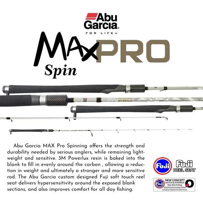 Tersedia ABU GARCIA Joran pancing  Spinning & Baitcasting MAX PRO Carbon Material Full Fuji Handle R