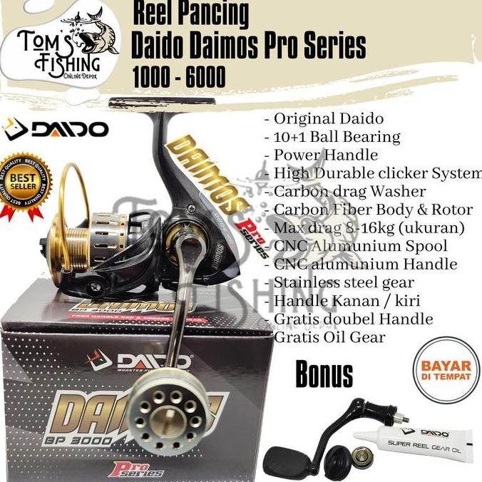 Tersedia Reel Pancing Daido Daimos Pro Series 1000-6000 (10+1 Bearing) Power Handle Free Handle - To