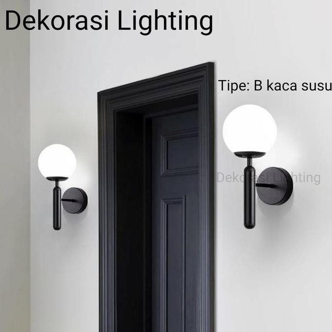 lampu dinding gold kaca modern minimalis