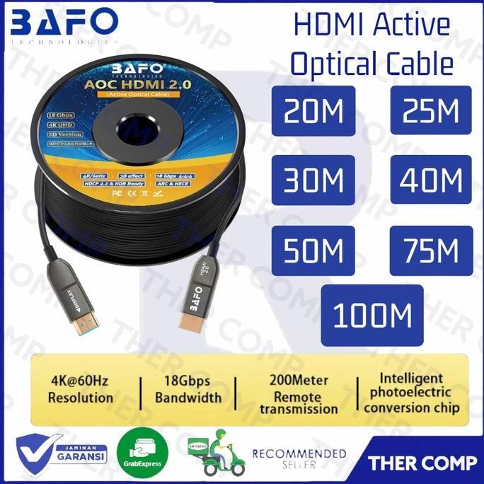 Berkualitas BAFO Kabel Hdmi Fiber Optic /Optik ( FO ) 20M,25M,30M,40M,50M,75M,100M MURAH