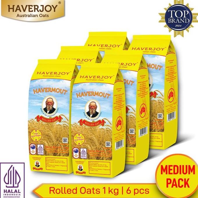

Haverjoy Medium Pack Rolled Oats 1 Kg - 6 Pcs Best Seller