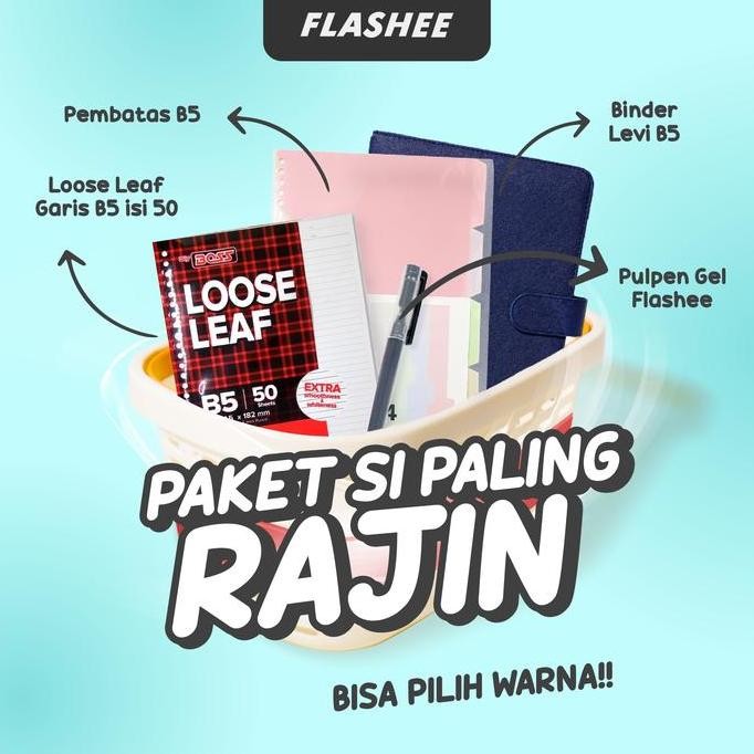 

Flashee Binder Paket Sekolah Set 4IN1 Paket Binder B5 Ring 26 Kampus Kuliah Sudah Termasuk Kertas MURAH