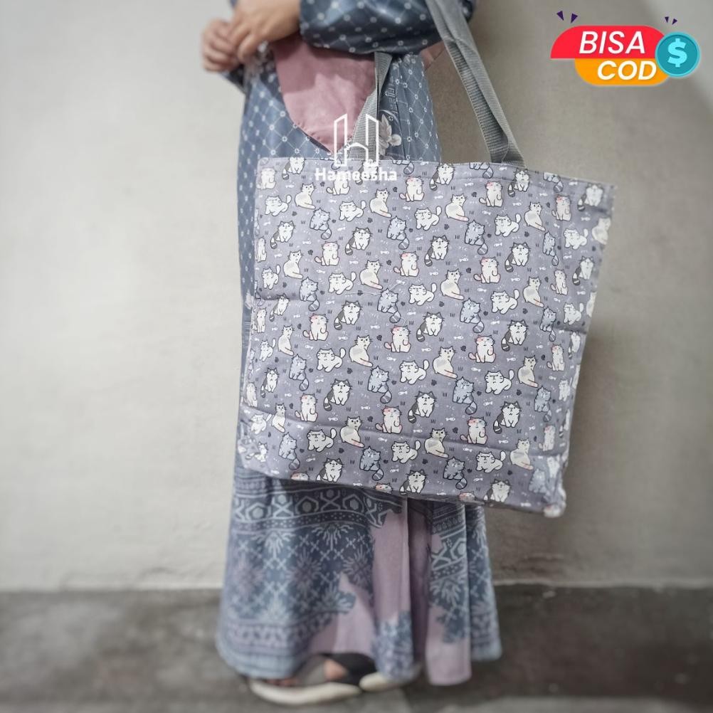 Hameesha LAUNDRY BAG JUMBO Tas laondry baju pakaian model totebag jinjing Tote besar bahan kain kanv