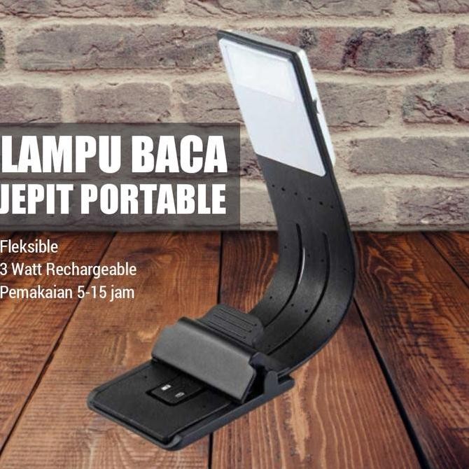 

Tersedia Lampu baca klip buku jepit belajar 3 Watt recharge