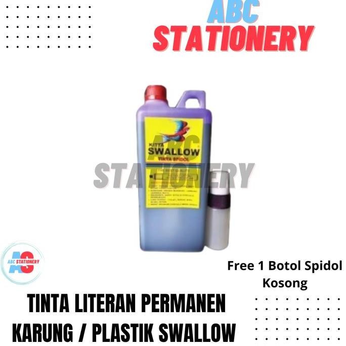 

Tinta literan permanen karung / plastik Swallow bonus botol MURAH
