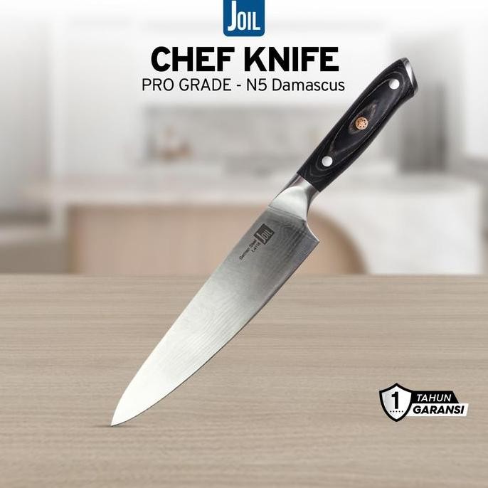 Joil Pisau Dapur Chef Knife Damascus Premium Stainless Steel Baja - N5-Damascus