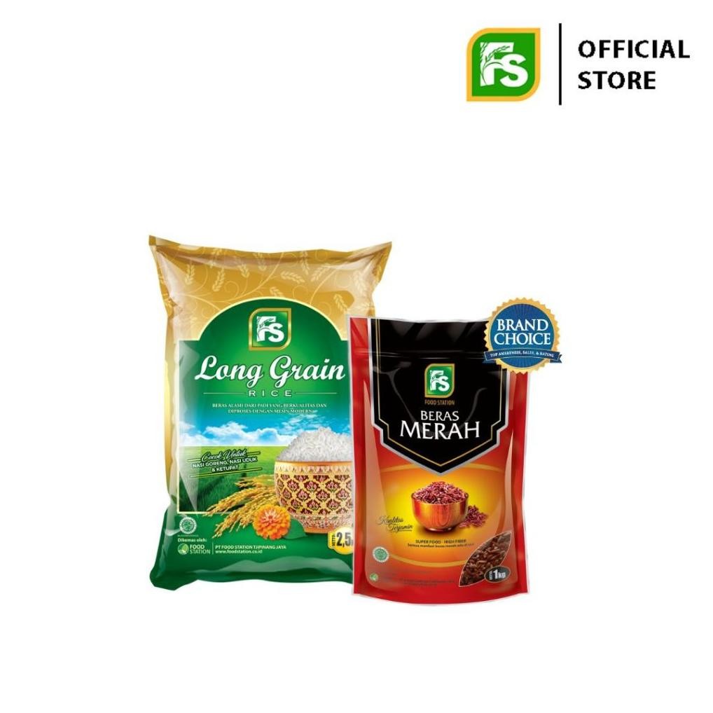 

ready Bundling Food Station - Beras Long Grain 2.5 Kg + FS Beras Merah [1 kg] murah