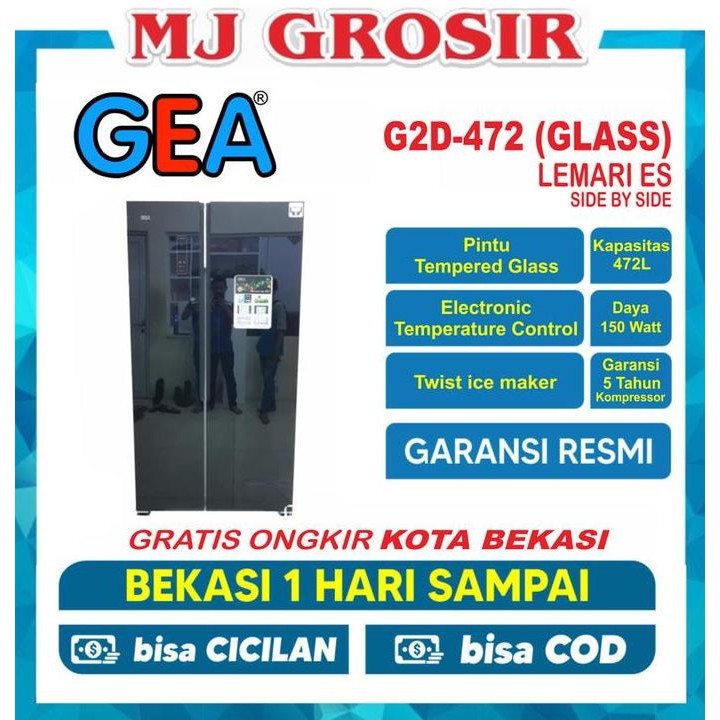 Kulkas Gea G2D 472 Lemari Es 2 Pintu G2D-472 G2D472 Side By Side