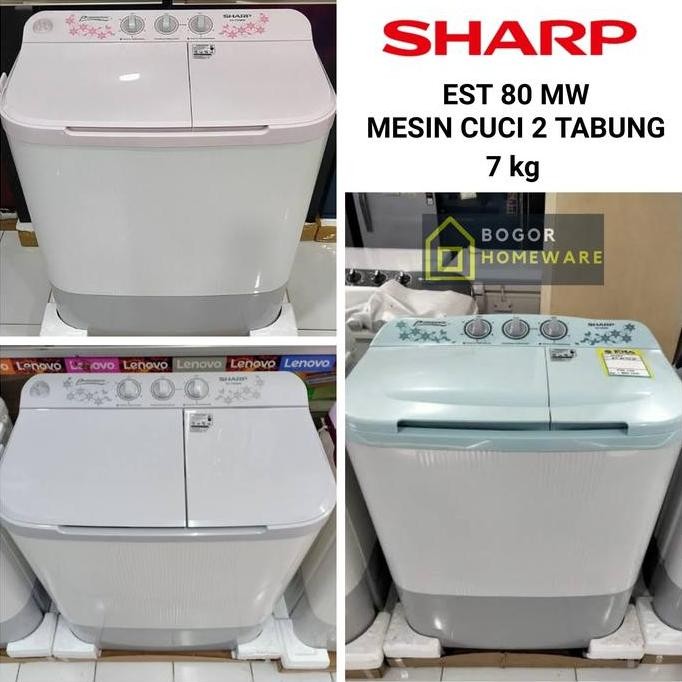 (Khusus Bogor) Mesin Cuci Sharp 2 Tabung Est 80Mw 8Kg