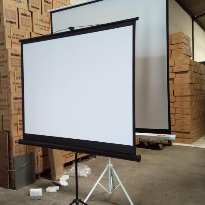 layar proyektor tripod 70" / tripod screen projector 70"