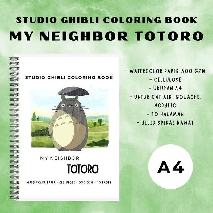 

baru Studio Ghibli Coloring Book My Neighbor Totoro Watercolor Paper 300 gsm BC paper 200 gsm Buku mewarnai