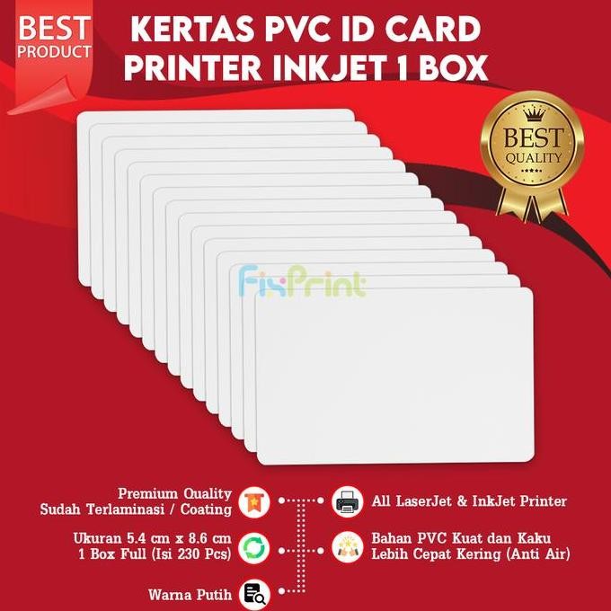 

Bundling Pvc Xantri Bahan Id Card Printer Inkjet 1 Box / 230 Pcs Pvc Paper Instant 5.4 X 8.6 Cm Double Side Isi 230 Pcs Support Printer Inkjet Dan Laserjet