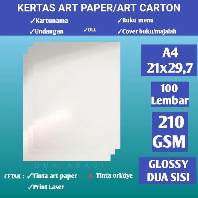

baru Kertas art carton/art paper 210 gsm isi 100 lembar A4