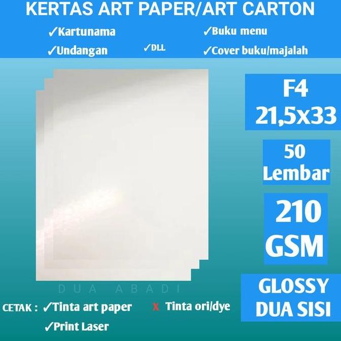 

baru Kertas art carton/art paper 210 GSM F4 isi 50 lembar