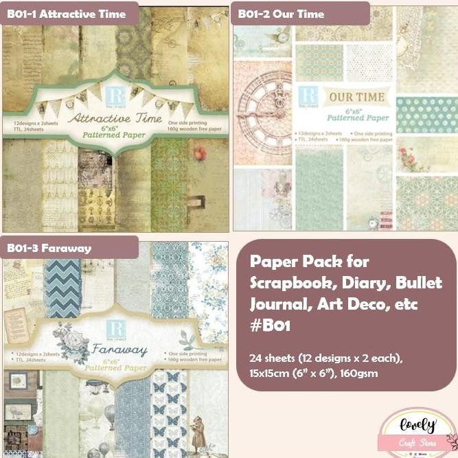 

baru LovelyCraftStore | B01 ~ 24pcs/pack Paper Pack Scrapbook Paper, Journal Paper, Origami Paper, Art Paper, Fancy Paper