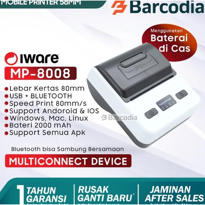 Mobile Printer Bluetooth Iware MP-8008 - Portable Printer Bluetooth 80mm