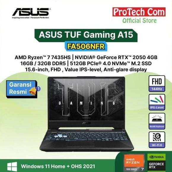 ASUS TUF Gaming A15 FA506NFR RYZEN 7-7435HS 512GB RTX2050 4GB OHS W11