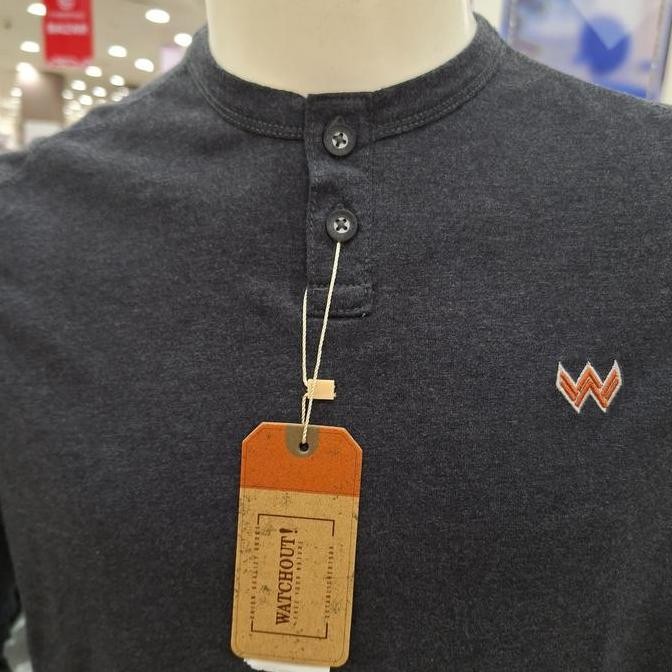 baru kaos pria lengan panjang brand WATCHOUT CASUAL`WK200290001.BLACK murah