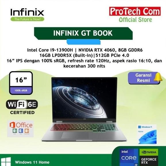 INFINIX GT BOOK I9 13900H RTX4060 16GB 512GB W11 16" FHD 120HZ sRGB 100 W11